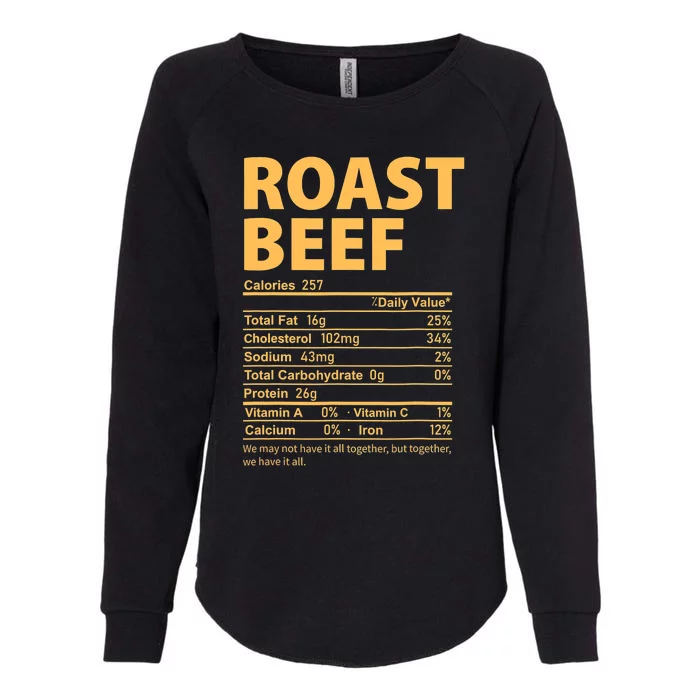 Roast Beef Costume Funny Thanksgiving Food Nutrition Facts Womens California Wash Sweatshirt