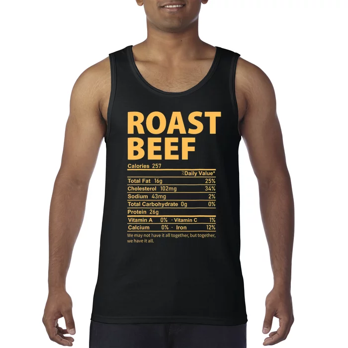 Roast Beef Costume Funny Thanksgiving Food Nutrition Facts Tank Top