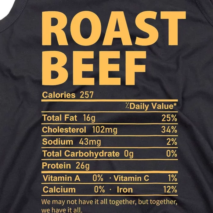 Roast Beef Costume Funny Thanksgiving Food Nutrition Facts Tank Top