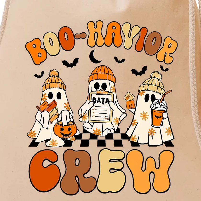 Retro Boohavior Crew Behavior Analyst Halloween Aba Rbt Drawstring Bag