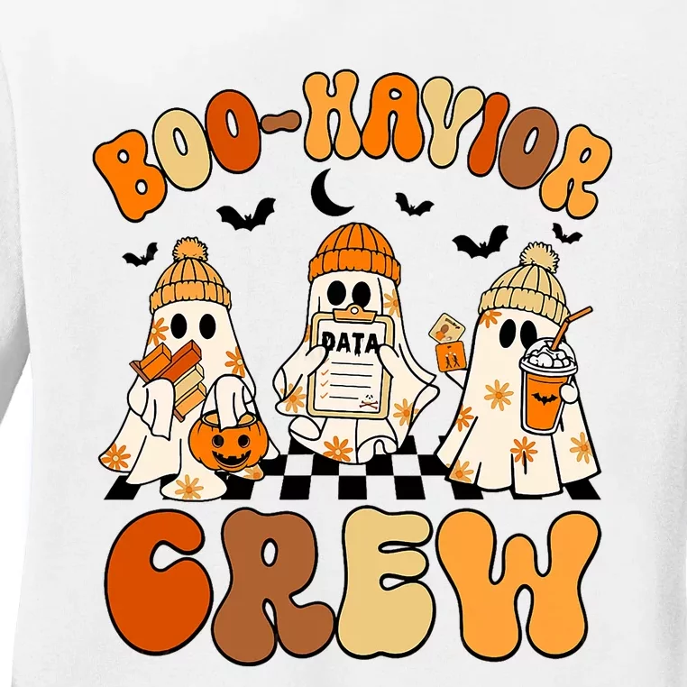 Retro Boohavior Crew Behavior Analyst Halloween Aba Rbt Ladies Long Sleeve Shirt