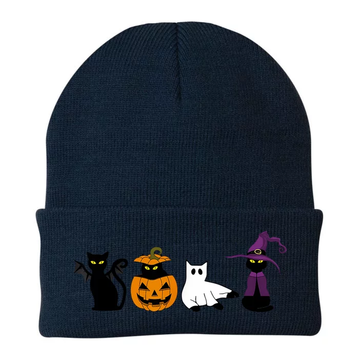 Retro Black Cat Halloween Pumpkin Costume Knit Cap Winter Beanie