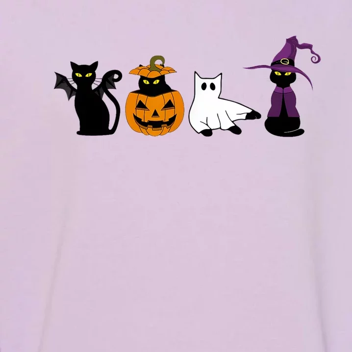 Retro Black Cat Halloween Pumpkin Costume Garment-Dyed Sweatshirt