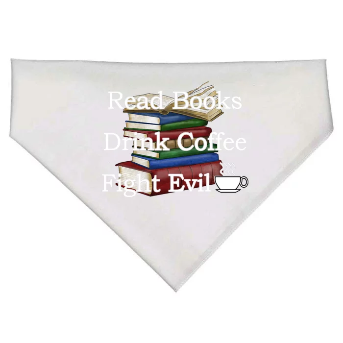 Read Books Coffee Fight Evil Funny Book Reading Meaningful Gift USA-Made Doggie Bandana