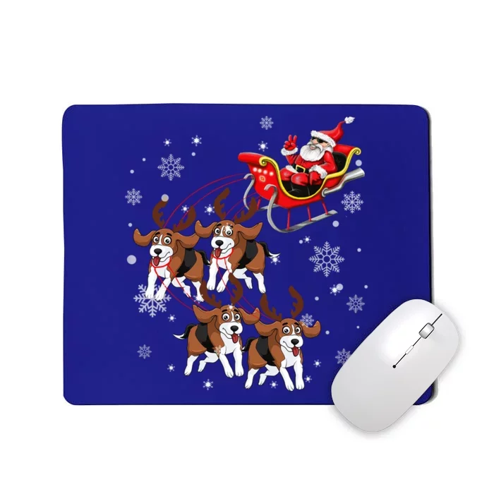 Reindeer Beagle Dog Pulling Santa Claus Sleigh Christmas Day Cute Gift Mousepad