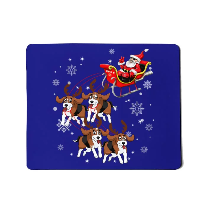 Reindeer Beagle Dog Pulling Santa Claus Sleigh Christmas Day Cute Gift Mousepad