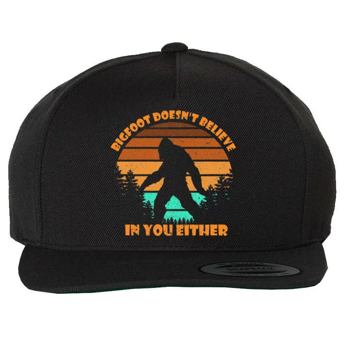 Retro Bigfoot DoesnT Believe In You Either Sasquatch Wool Snapback Cap