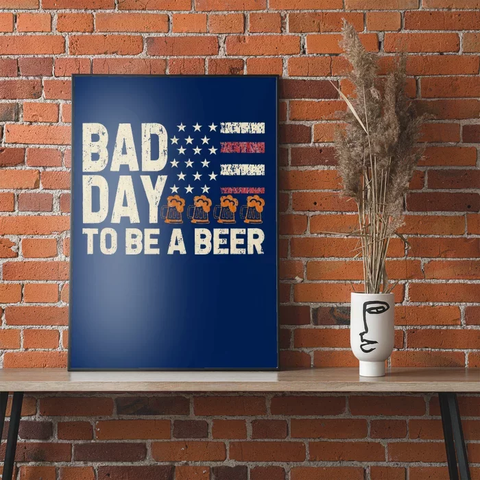 Retro Bad Day To Be A Bee.R Usa Flag Beer 4th Of July Poster