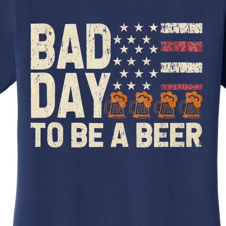 Retro Bad Day To Be A Bee.R Usa Flag Beer 4th Of July Women's T-Shirt