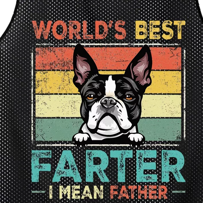 Retro Best Dad Ever Cool Boston Terrier Dog Pet Lover Mesh Reversible Basketball Jersey Tank