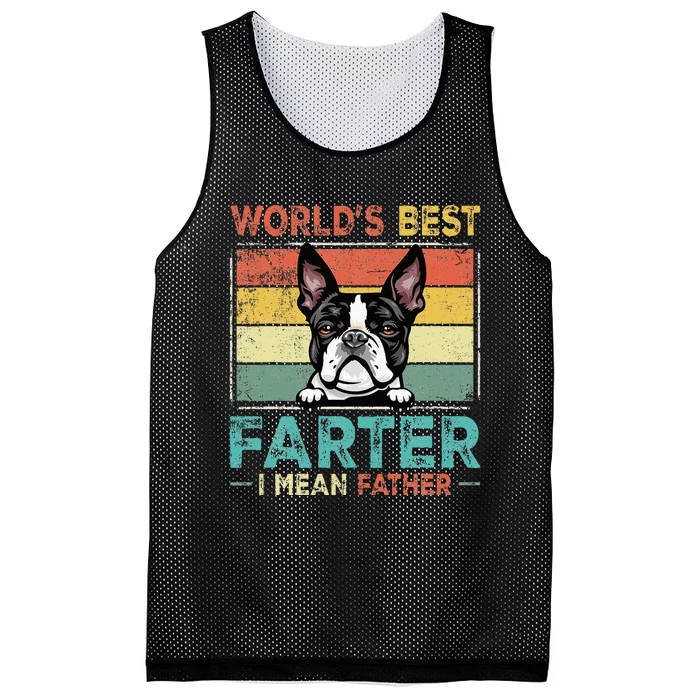 Retro Best Dad Ever Cool Boston Terrier Dog Pet Lover Mesh Reversible Basketball Jersey Tank