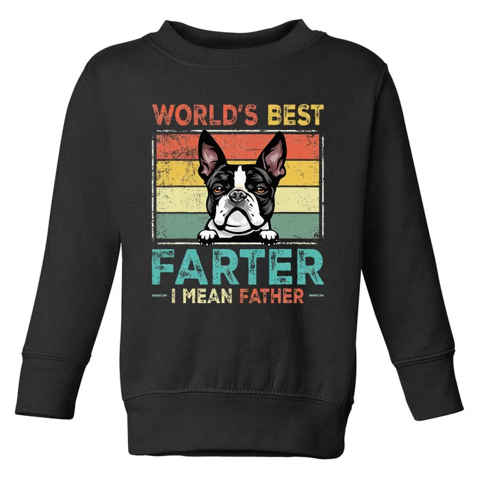 Retro Best Dad Ever Cool Boston Terrier Dog Pet Lover Toddler Sweatshirt