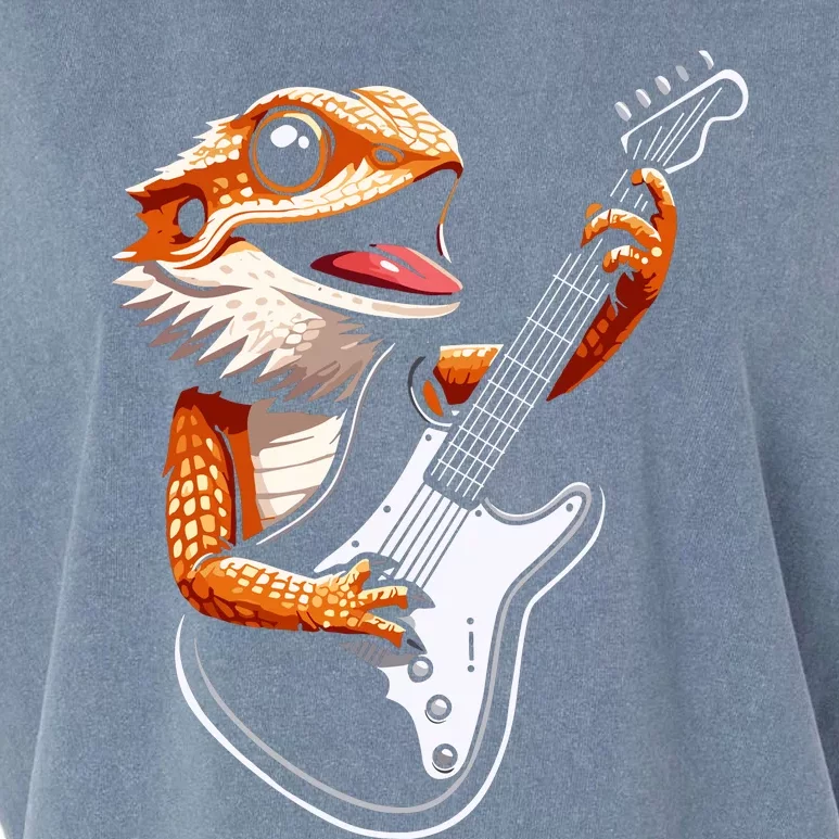 Rocker Bearded Dragon Playing Guitar Guitarist Music Band Garment-Dyed Women's Muscle Tee