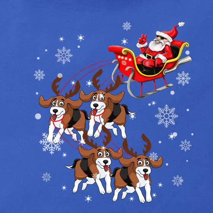 Reindeer Beagle Dog Pulling Santa Claus Sleigh Christmas Day Meaningful Gift Zip Tote Bag