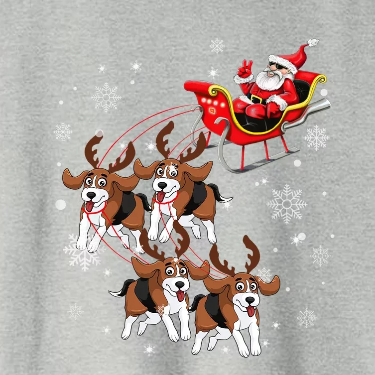 Reindeer Beagle Dog Pulling Santa Claus Sleigh Christmas Day Meaningful Gift Women's Crop Top Tee