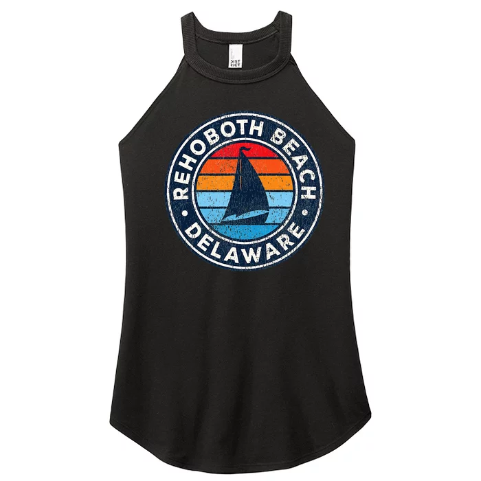 Rehoboth Beach Delaware De Vintage Sailboat Women’s Perfect Tri Rocker Tank