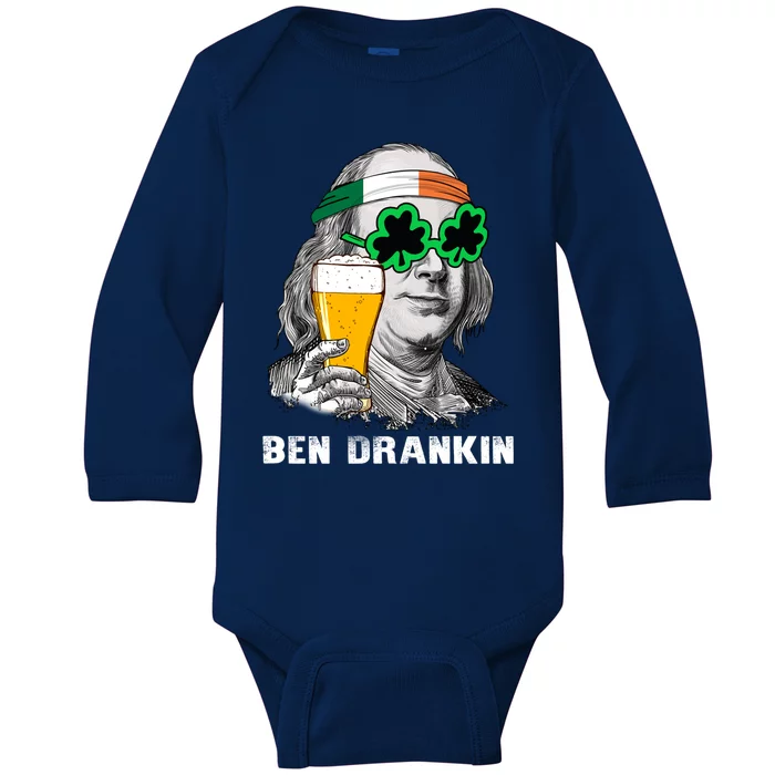 Retro Ben Drankin Beer Holiday Gift St Patricks Day Cute Gift Baby Long Sleeve Bodysuit