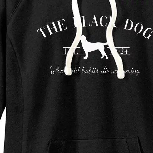 Retro Black Dog Club Old Habits Est. 2024 Women's Fleece Hoodie