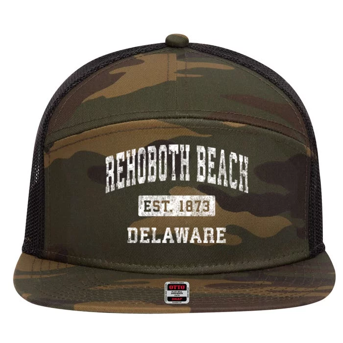 Rehoboth Beach Delaware De Vintage Established Sports Design 7 Panel Mesh Trucker Snapback Hat