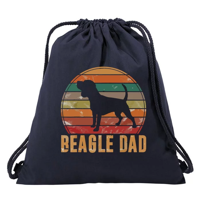 Retro Beagle Dad Gift Dog Owner Pet Tricolor Beagle Father Drawstring Bag