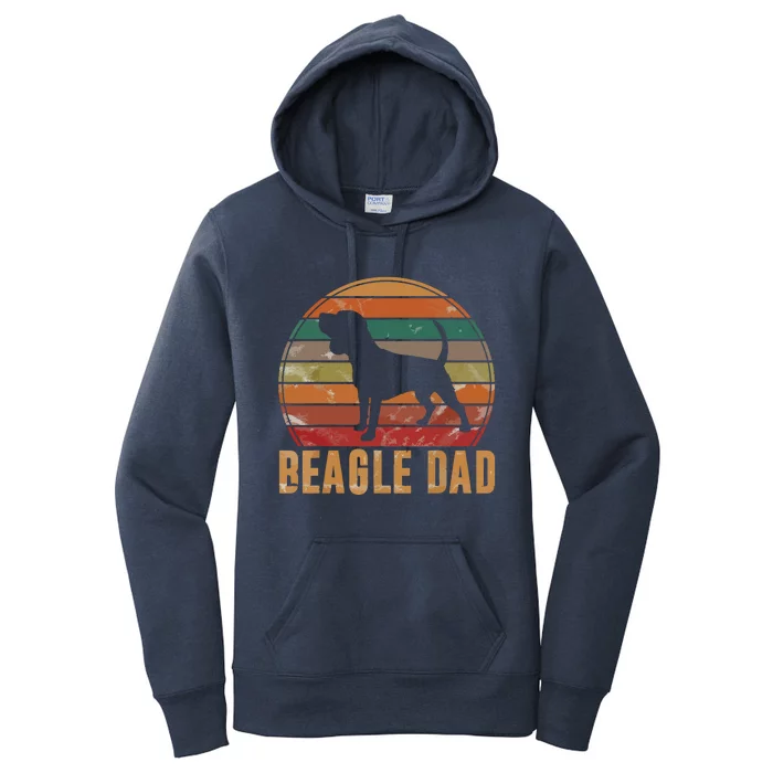 Retro Beagle Dad Gift Dog Owner Pet Tricolor Beagle Father Women's Pullover Hoodie