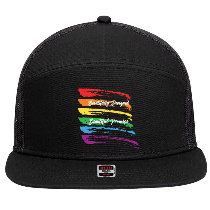 Rainbows Beautifully Designed Beautiful Promise 7 Panel Mesh Trucker Snapback Hat