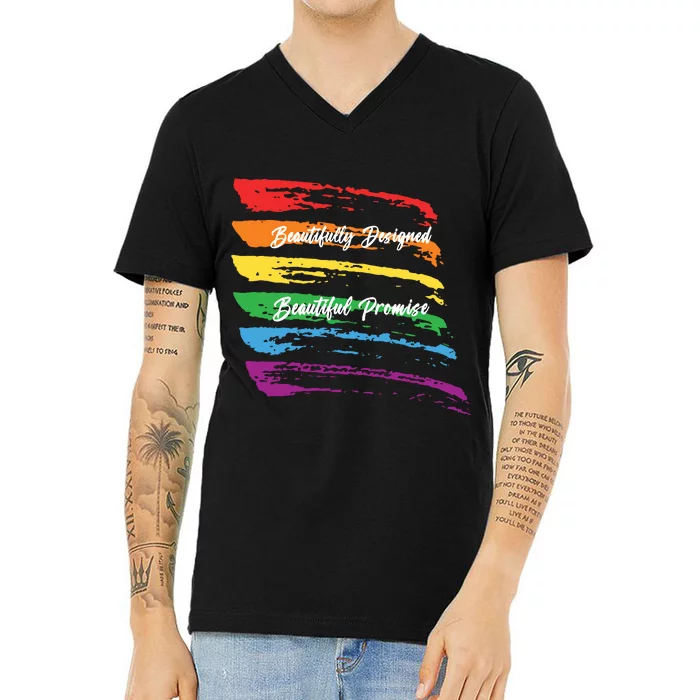 Rainbows Beautifully Designed Beautiful Promise V-Neck T-Shirt