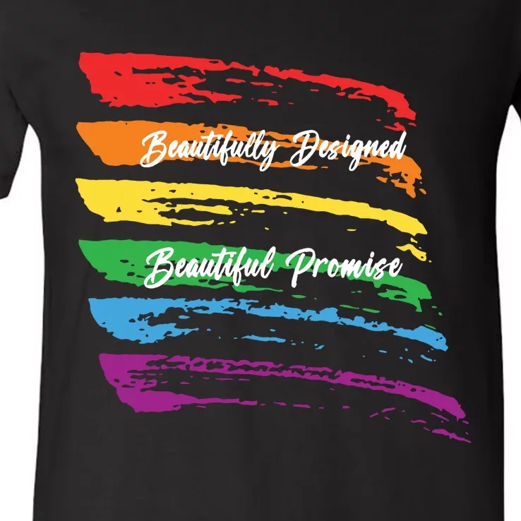 Rainbows Beautifully Designed Beautiful Promise V-Neck T-Shirt