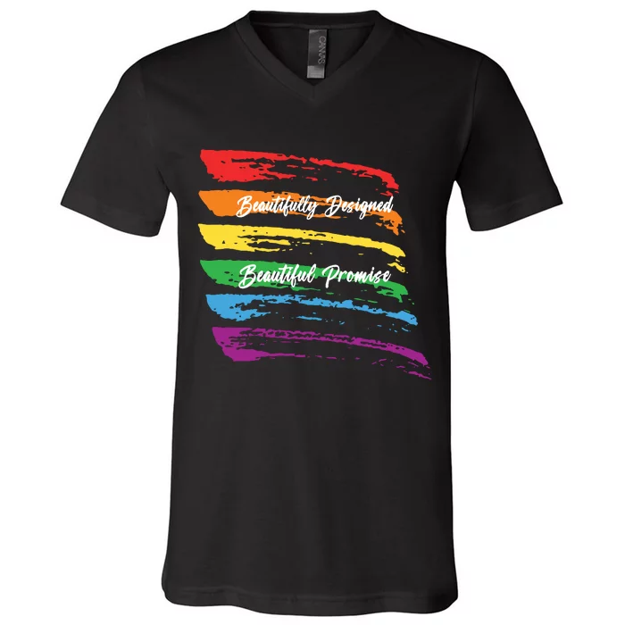 Rainbows Beautifully Designed Beautiful Promise V-Neck T-Shirt