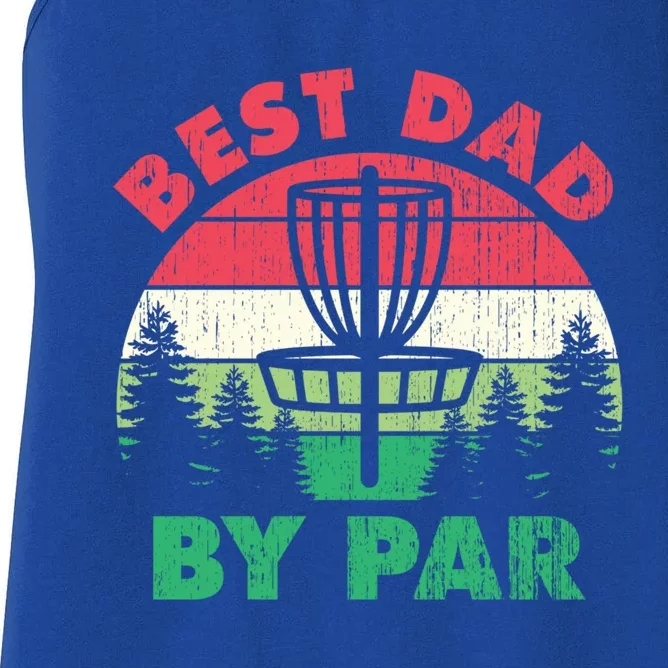 Retro Best Dad By Par Frisbee Golf Fan Funny Gift Women's Racerback Tank