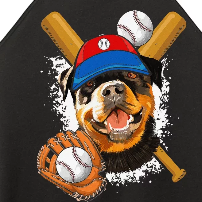 Rottweiler Baseball Dog Baseball Fan Women’s Perfect Tri Rocker Tank