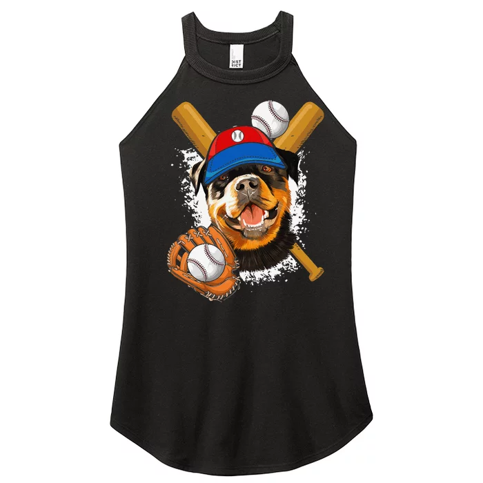 Rottweiler Baseball Dog Baseball Fan Women’s Perfect Tri Rocker Tank