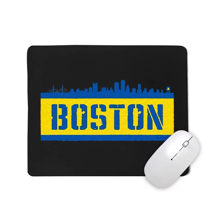 Retro Boston Downtown Skyline Running Souvenir Mousepad