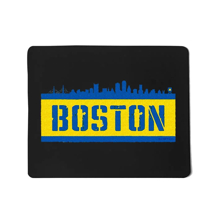 Retro Boston Downtown Skyline Running Souvenir Mousepad