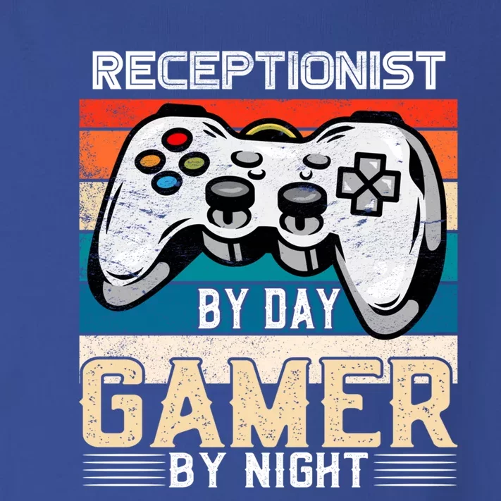 Receptionist By Day Gamer By Night Video Gaming Fans Retro Gift Toddler Long Sleeve Shirt