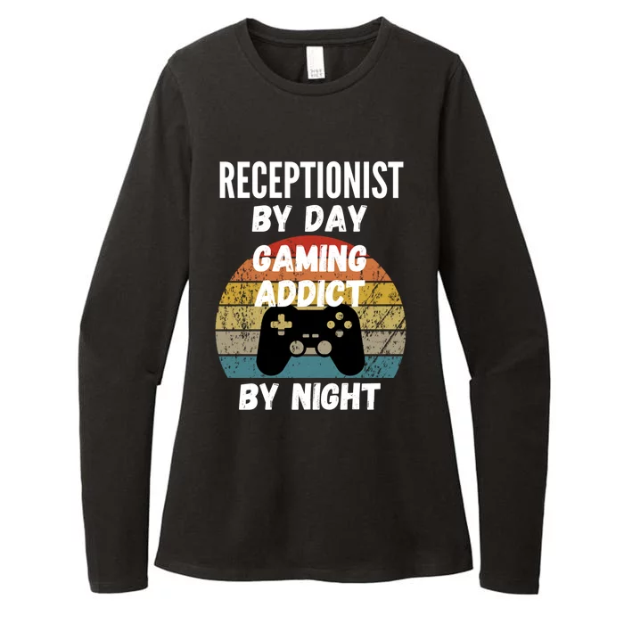 Receptionist By Day Gaming Addict By Night Gift Womens CVC Long Sleeve Shirt