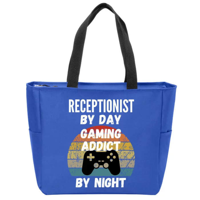 Receptionist By Day Gaming Addict By Night Gift Zip Tote Bag