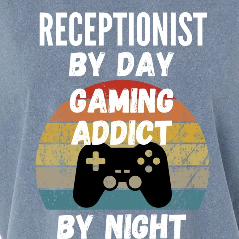 Receptionist By Day Gaming Addict By Night Gift Garment-Dyed Women's Muscle Tee