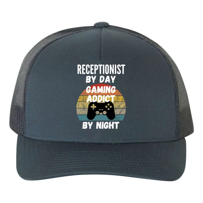 Receptionist By Day Gaming Addict By Night Gift Yupoong Adult 5-Panel Trucker Hat