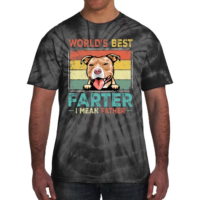 Retro Best Dad Ever Cool Pit Bull Dog Pet Lover Tie-Dye T-Shirt