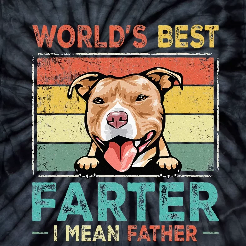 Retro Best Dad Ever Cool Pit Bull Dog Pet Lover Tie-Dye T-Shirt