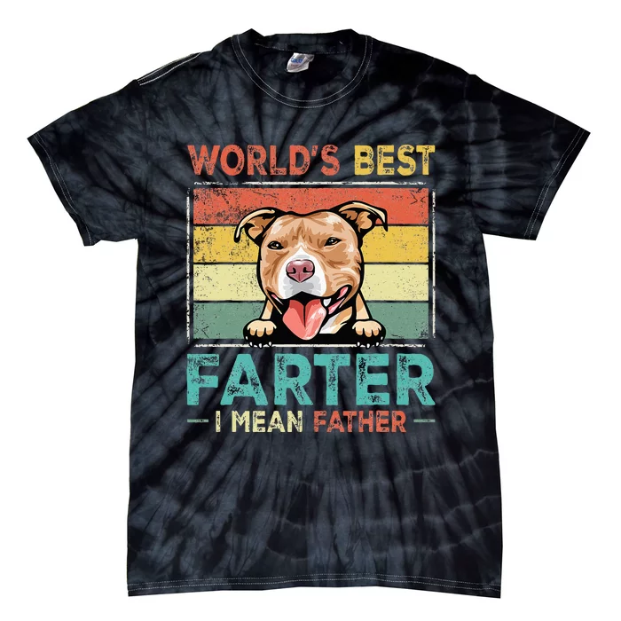 Retro Best Dad Ever Cool Pit Bull Dog Pet Lover Tie-Dye T-Shirt