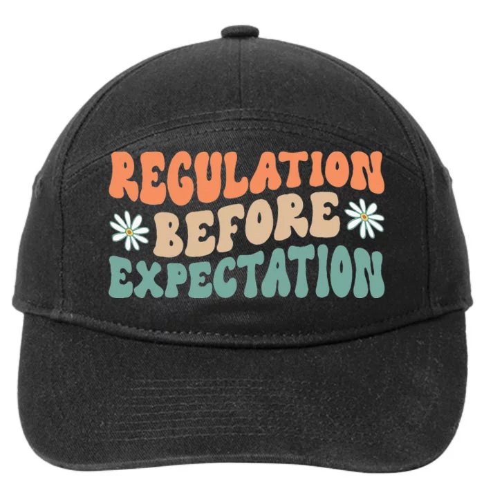 Regulation Before Expectation Retro Neurodiversity Therapist 7-Panel Snapback Hat