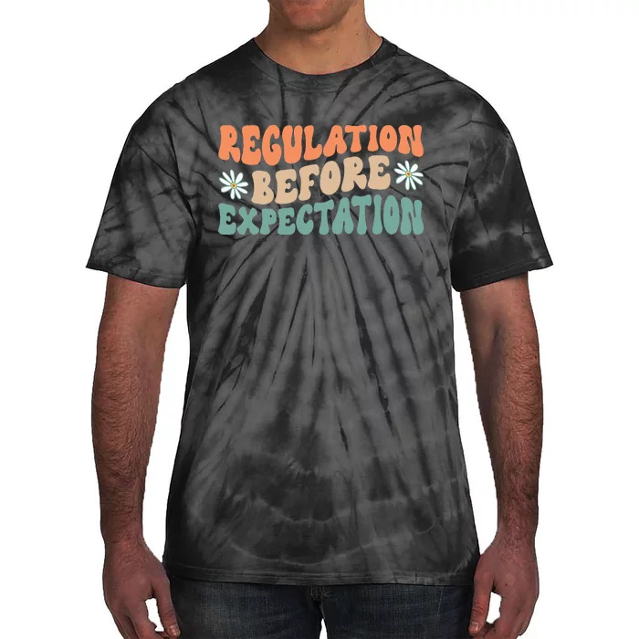 Regulation Before Expectation Retro Neurodiversity Therapist Tie-Dye T-Shirt