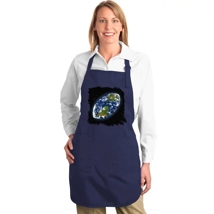 Rugby Ball Earth Full-Length Apron With Pocket