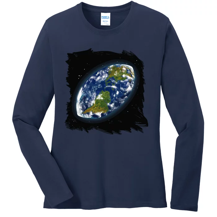 Rugby Ball Earth Ladies Long Sleeve Shirt