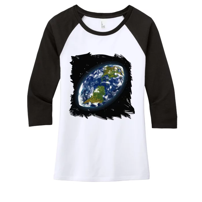 Rugby Ball Earth Women's Tri-Blend 3/4-Sleeve Raglan Shirt