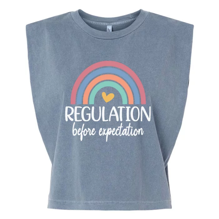 Regulation Before Expectation Neurodiversity Therapist Garment-Dyed Women's Muscle Tee