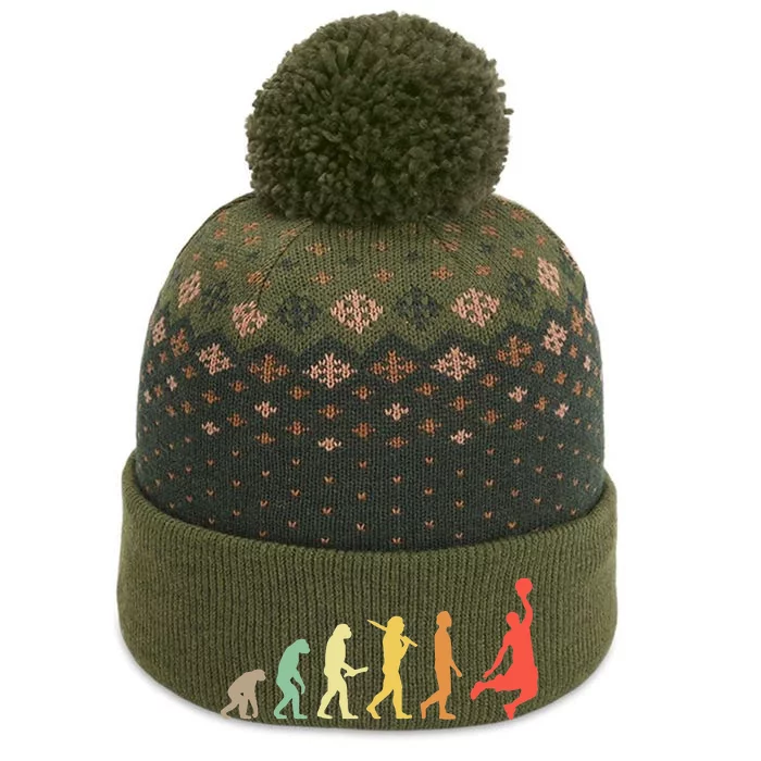 Retro Basketball Evolution Gift For Basketball Players The Baniff Cuffed Pom Beanie