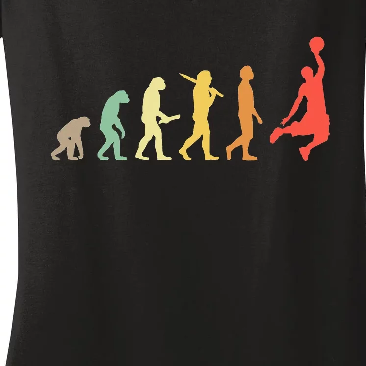 Retro Basketball Evolution Gift For Basketball Players Women's V-Neck T-Shirt